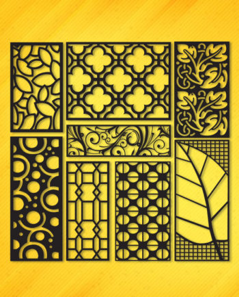 Kit 8 Panels Patterns Decorative Square Grids For Laser Cutting DXF CDR ...