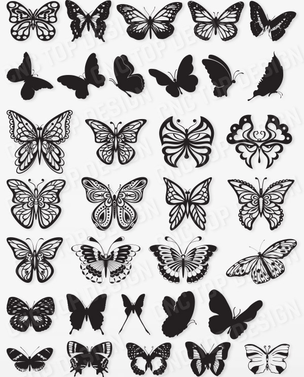 Butterfly Ornaments Decor for CNC DXF SVG CDR EPS PNG AI - Free DXF ...